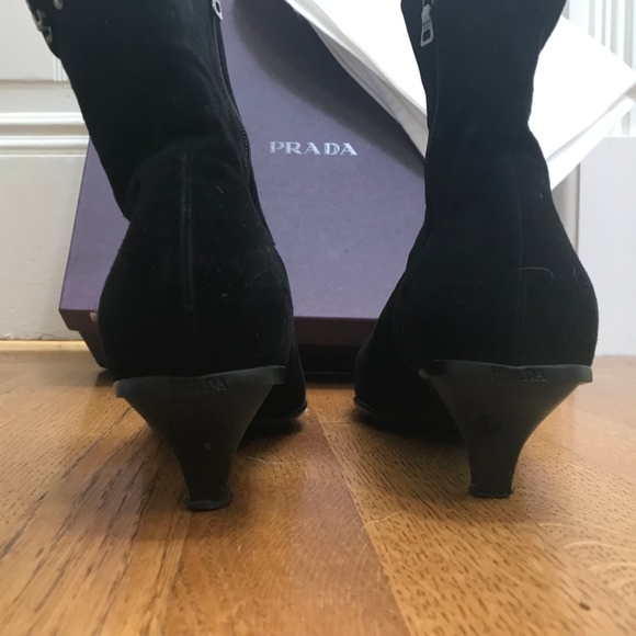 Prada Black Suede Ankle Boots - Picture 2 of 5